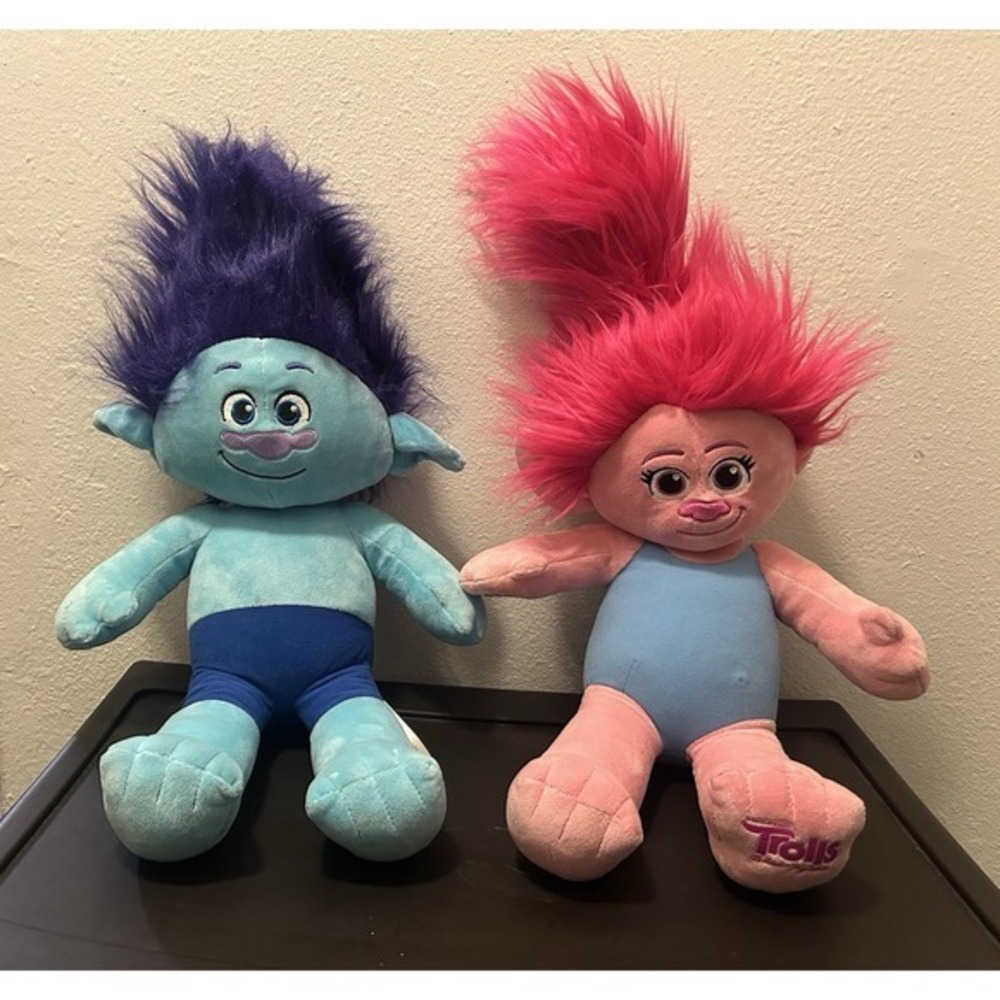 2-PC Build A Bear Dreamworks Trolls Princess Poppy & Happy Branch 22" Plush Toys